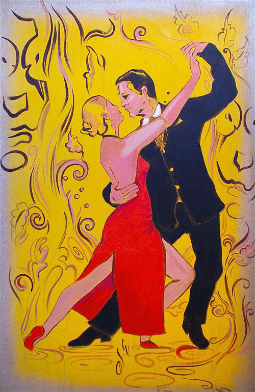 Passionate, romantic, lovely, sexy, sensual couple dancing tango by Rolandas Kiaulevicius Dabrukas
