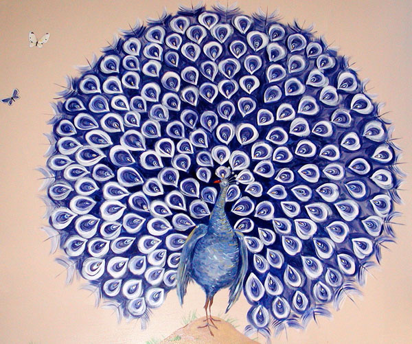 Hand-painted Mural "African Safari" - Peacock