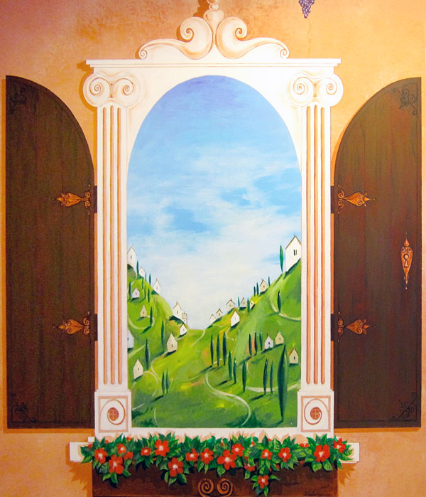 Hand-painted mural "Tuscany" - window
