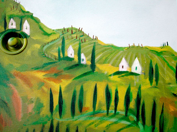 Hand-painted mural "Tuscany," detail