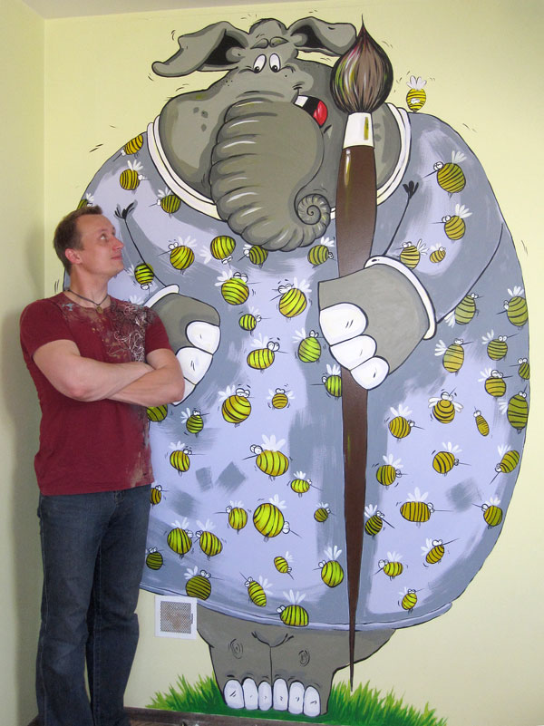 Hand-painted Mural "Boy's Wishes" - Elephant