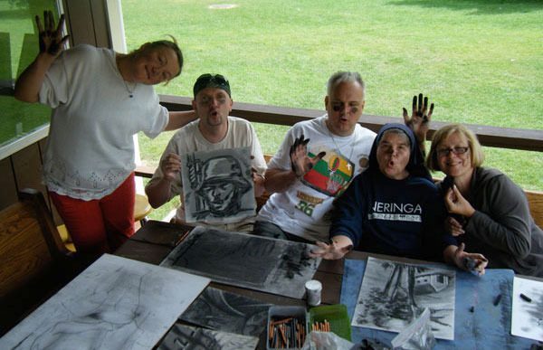 Students in Rolandas' Drawing Class at Neringa Camp in Vermont