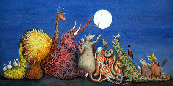 Under the moon each gathered round to announce his new-found name Under the moon each gathered round to announce his new-found name