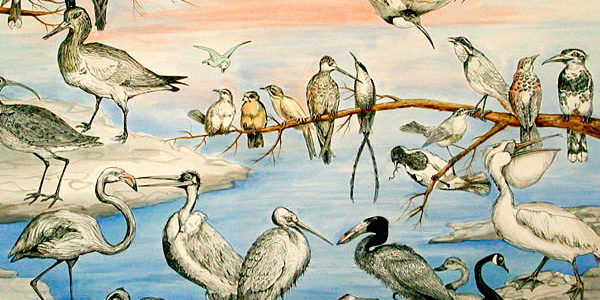 Pen and Ink and Watercolor Illustration "REUNION"