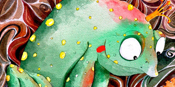 Watercolor Illustration "KING OF THE FROGS"