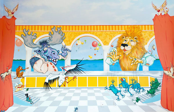 Hand-painted Mural "Animal Amphitheater"