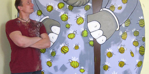 Hand-painted Mural “Boy’s Wishes” – Elephant Hand-painted Mural "Boy's Wishes" - Elephant