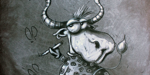 Charcoal Drawing “Eat More Chicken” – Funny Quote – Animal Wall Art – Gift for Cow Lover – Humorous Artwork Funny, humorous, whimsical animal painting with a cow and funny quote by Rolandas Kiaulevicius Dabrukas